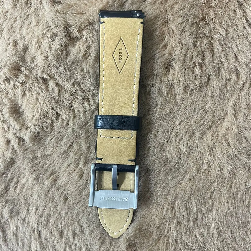 Fossil 22mm Black Leather Watch Strap -Craftsmanship Timepieces